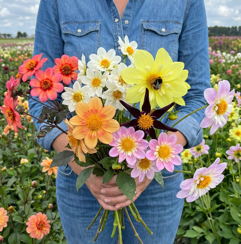 Mix Vlinders & Bijen (7 dahlia's)