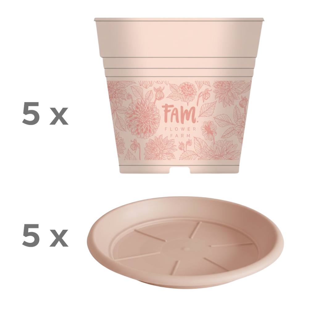 FAM plantenpot + schotel - set van 5